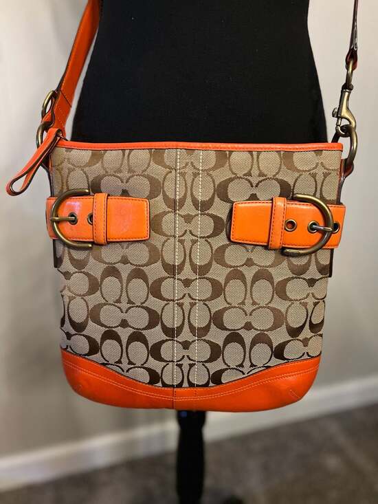 “Edie” Coach Orange and Tan canvas with leather straps  Y2K - 61549102 - Picture 2 of 6